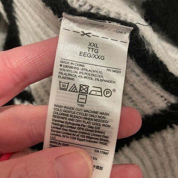 Gap Brand Size XXL Longline Plaid Open-Front Cardigan Sweater Black & White - Picture 6 of 7